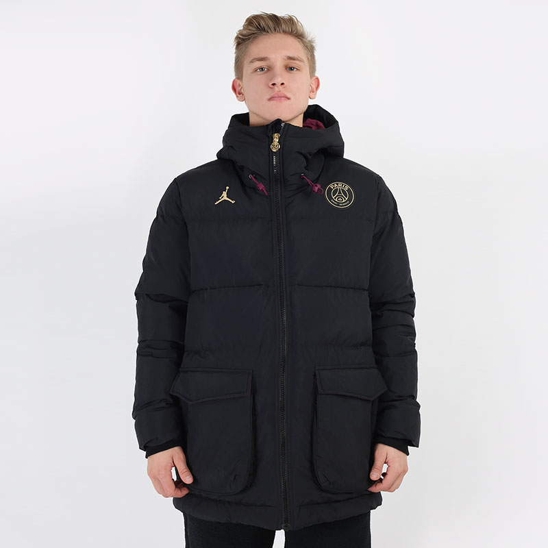 мужская черная куртка Jordan Paris Saint-Germain Down Parka Solid CW3173-010 - цена, описание, фото 3